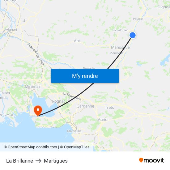 La Brillanne to Martigues map