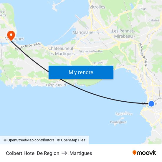 Colbert Hotel De Region to Martigues map