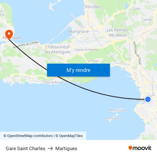 Gare Saint Charles to Martigues map