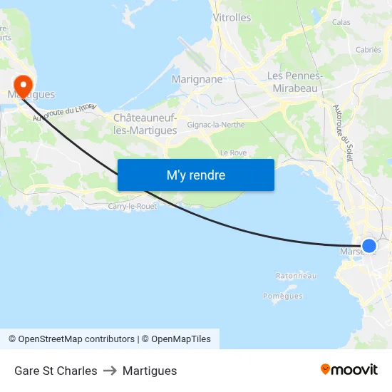 Gare St Charles to Martigues map