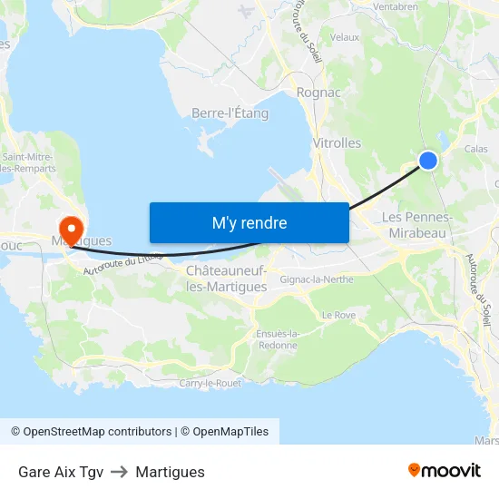 Gare Aix Tgv to Martigues map