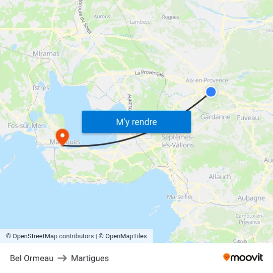 Bel Ormeau to Martigues map