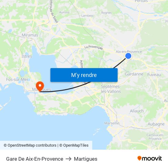 Gare De Aix-En-Provence to Martigues map