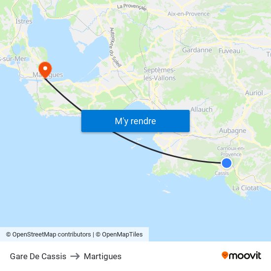 Gare De Cassis to Martigues map