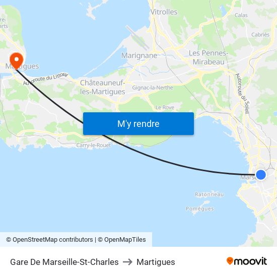 Gare De Marseille-St-Charles to Martigues map