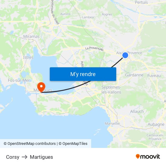 Corsy to Martigues map