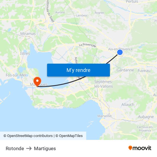 Rotonde to Martigues map