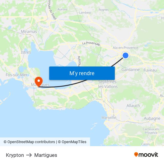 Krypton to Martigues map