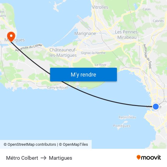 Métro Colbert to Martigues map