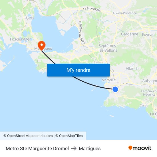 Métro Ste Marguerite Dromel to Martigues map