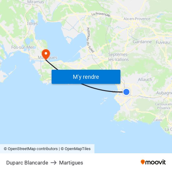 Duparc Blancarde to Martigues map