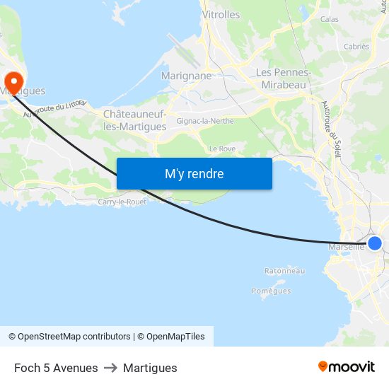 Foch 5 Avenues to Martigues map