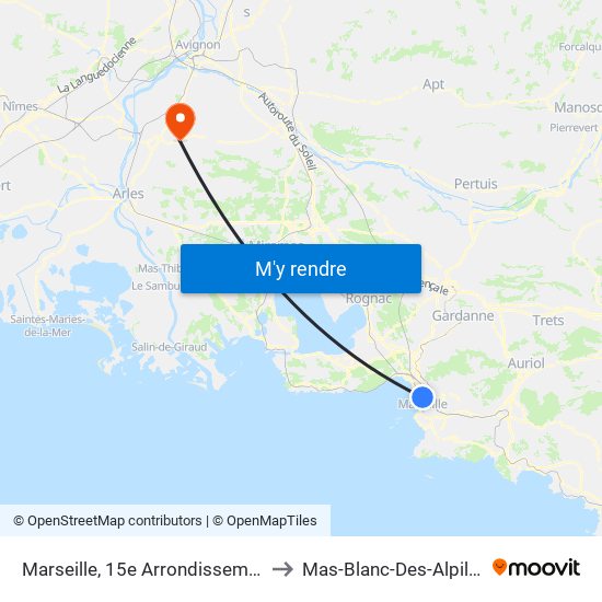 Marseille, 15e Arrondissement to Mas-Blanc-Des-Alpilles map