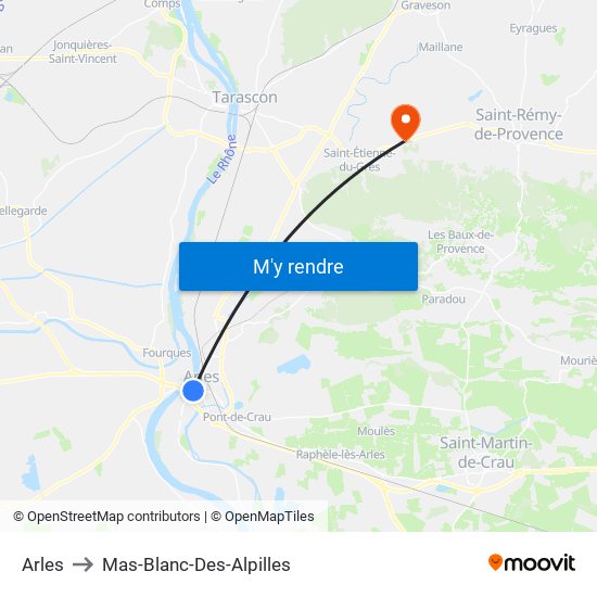 Arles to Mas-Blanc-Des-Alpilles map