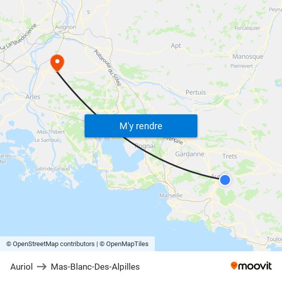 Auriol to Mas-Blanc-Des-Alpilles map