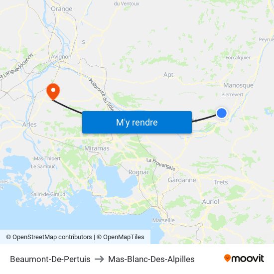 Beaumont-De-Pertuis to Mas-Blanc-Des-Alpilles map