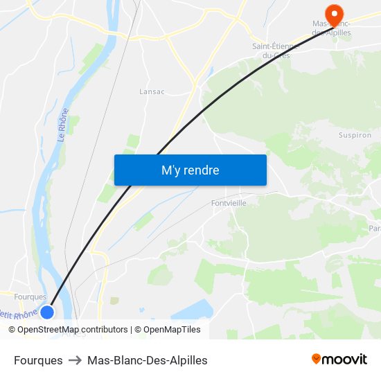 Fourques to Mas-Blanc-Des-Alpilles map