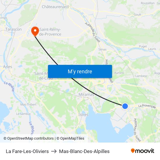 La Fare-Les-Oliviers to Mas-Blanc-Des-Alpilles map