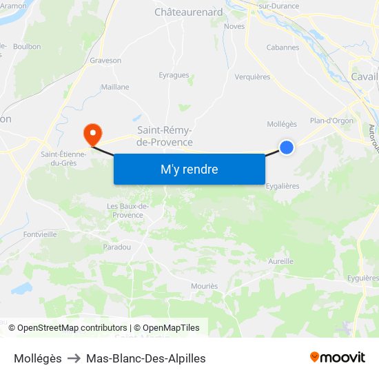 Mollégès to Mas-Blanc-Des-Alpilles map