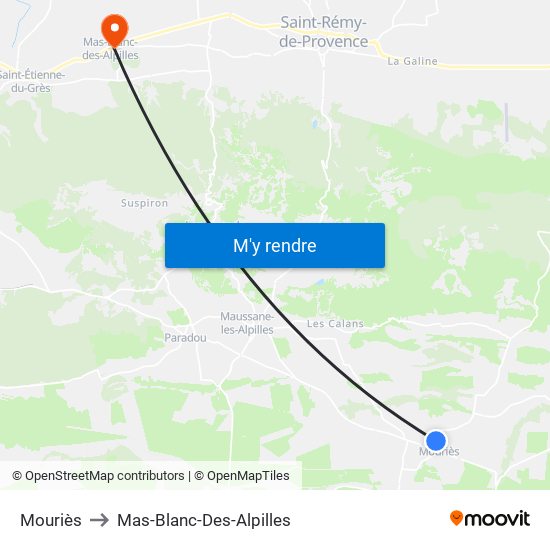 Mouriès to Mas-Blanc-Des-Alpilles map