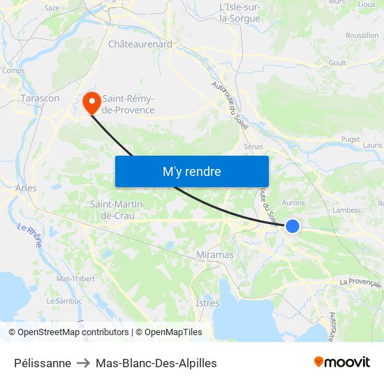 Pélissanne to Mas-Blanc-Des-Alpilles map