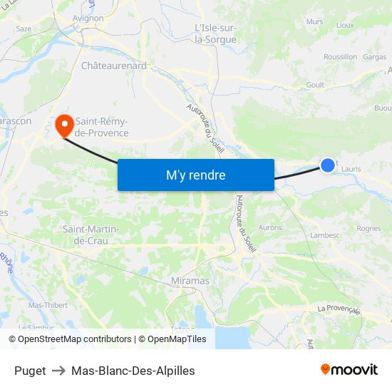 Puget to Mas-Blanc-Des-Alpilles map