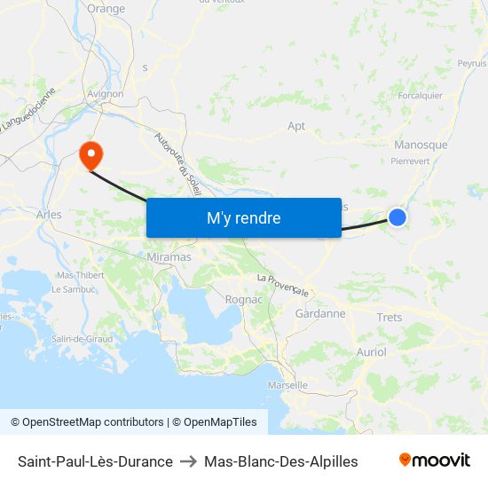 Saint-Paul-Lès-Durance to Mas-Blanc-Des-Alpilles map
