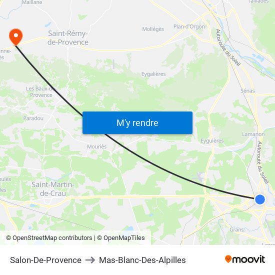 Salon-De-Provence to Mas-Blanc-Des-Alpilles map