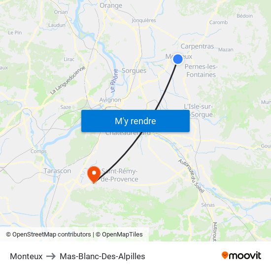 Monteux to Mas-Blanc-Des-Alpilles map