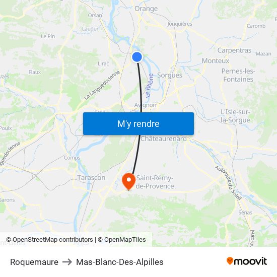 Roquemaure to Mas-Blanc-Des-Alpilles map