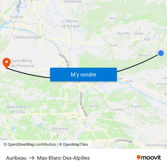 Auribeau to Mas-Blanc-Des-Alpilles map