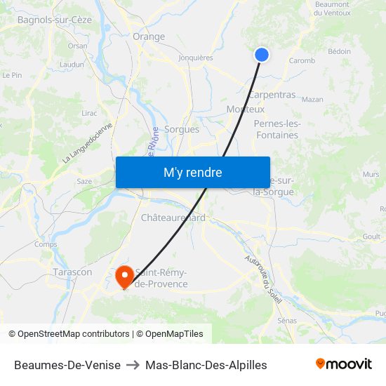 Beaumes-De-Venise to Mas-Blanc-Des-Alpilles map