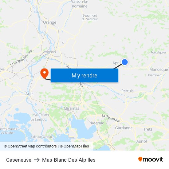 Caseneuve to Mas-Blanc-Des-Alpilles map