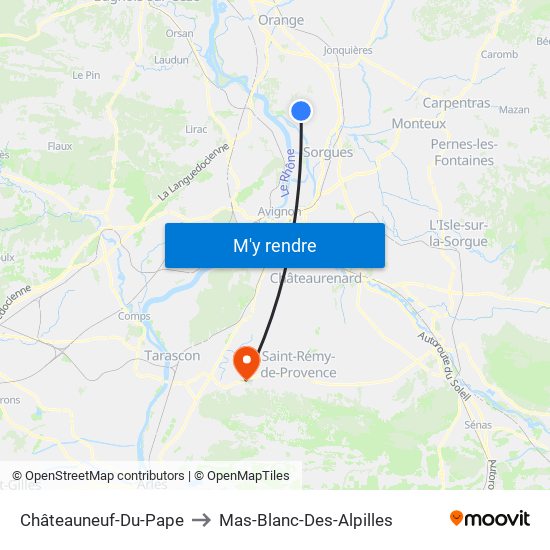 Châteauneuf-Du-Pape to Mas-Blanc-Des-Alpilles map