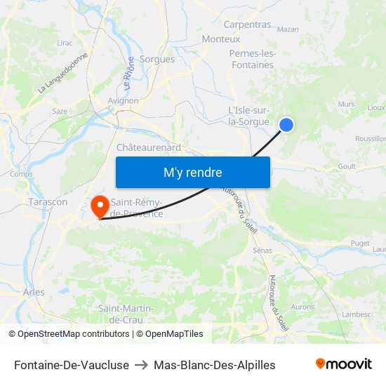 Fontaine-De-Vaucluse to Mas-Blanc-Des-Alpilles map
