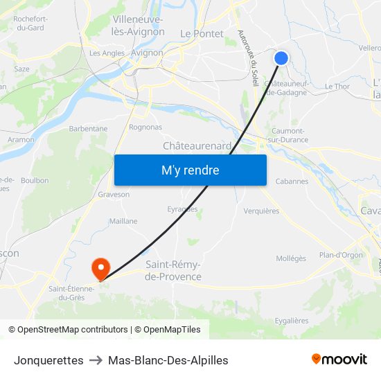 Jonquerettes to Mas-Blanc-Des-Alpilles map