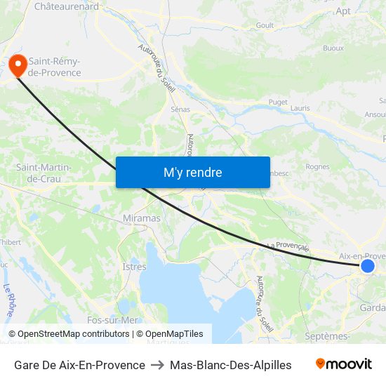 Gare De Aix-En-Provence to Mas-Blanc-Des-Alpilles map