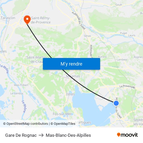 Gare De Rognac to Mas-Blanc-Des-Alpilles map