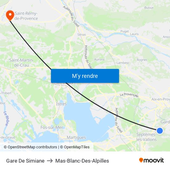 Gare De Simiane to Mas-Blanc-Des-Alpilles map