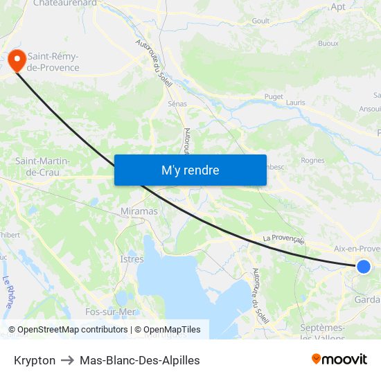 Krypton to Mas-Blanc-Des-Alpilles map