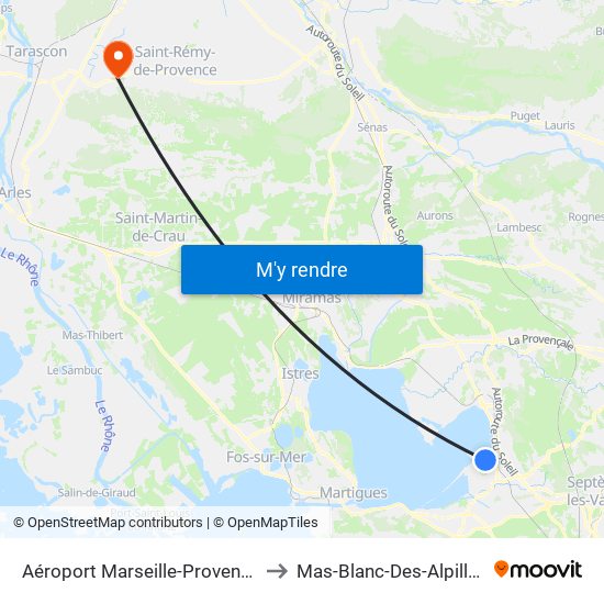 Aéroport Marseille-Provence to Mas-Blanc-Des-Alpilles map