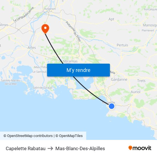 Capelette Rabatau to Mas-Blanc-Des-Alpilles map