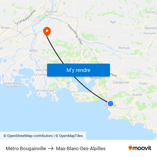 Métro Bougainville to Mas-Blanc-Des-Alpilles map