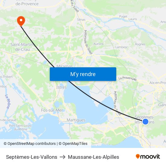 Septèmes-Les-Vallons to Maussane-Les-Alpilles map