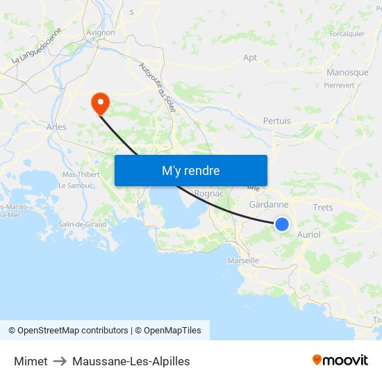 Mimet to Maussane-Les-Alpilles map