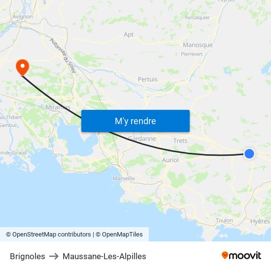 Brignoles to Maussane-Les-Alpilles map