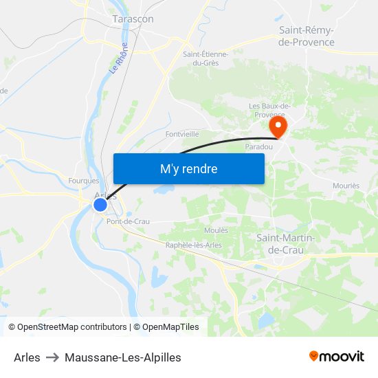 Arles to Maussane-Les-Alpilles map