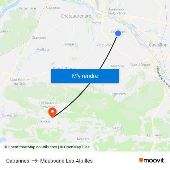 Cabannes to Maussane-Les-Alpilles map