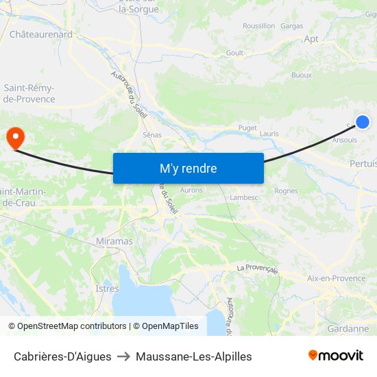 Cabrières-D'Aigues to Maussane-Les-Alpilles map