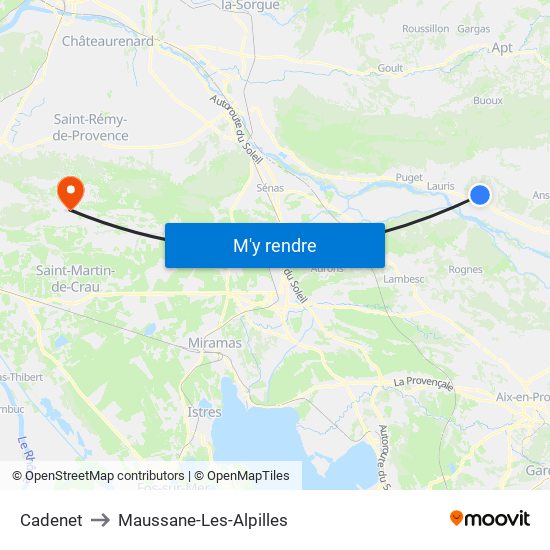 Cadenet to Maussane-Les-Alpilles map